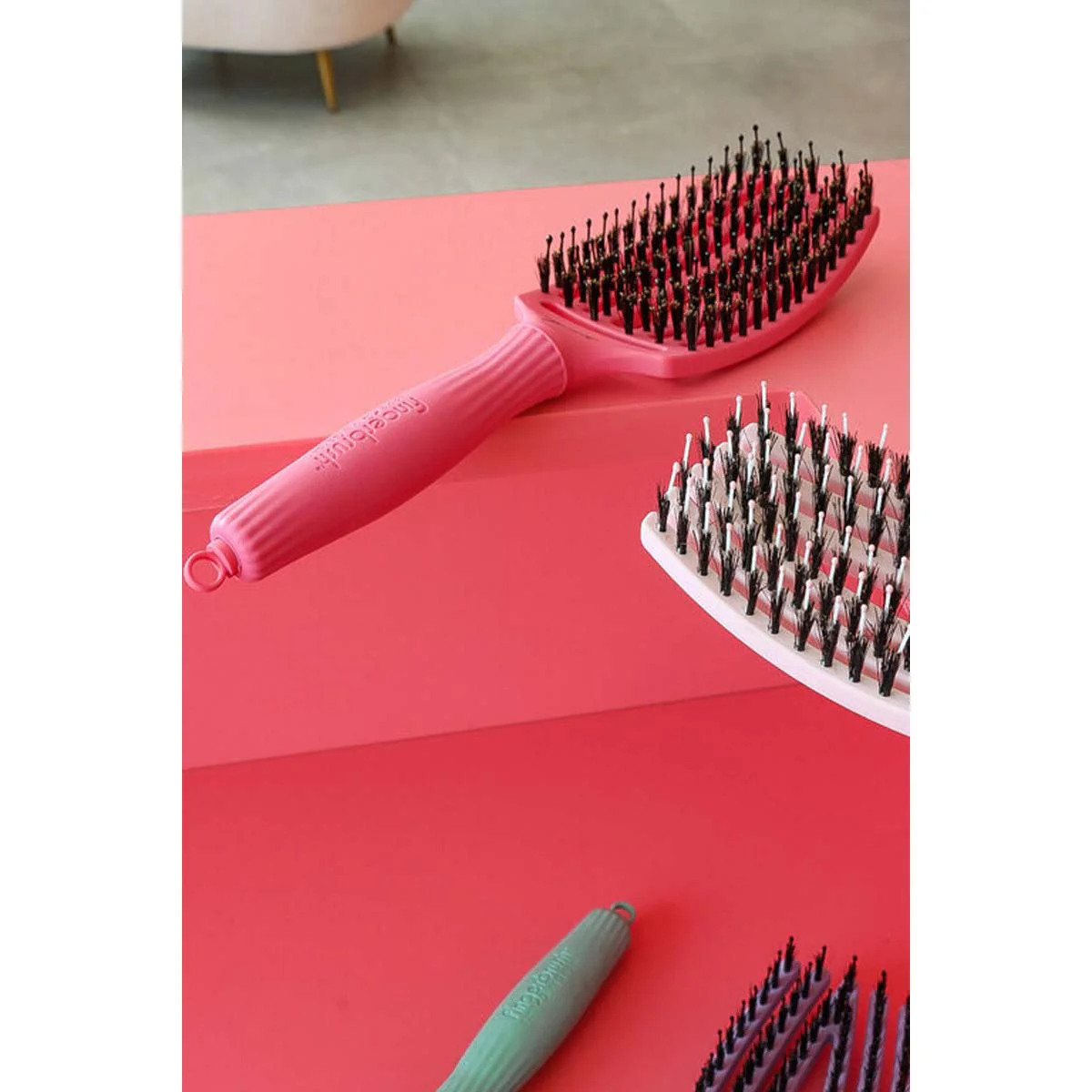 Brosse FINGERBRUSH CARE ICONIC Hot Pink Sanglier & Nylon Taille M - Image 6