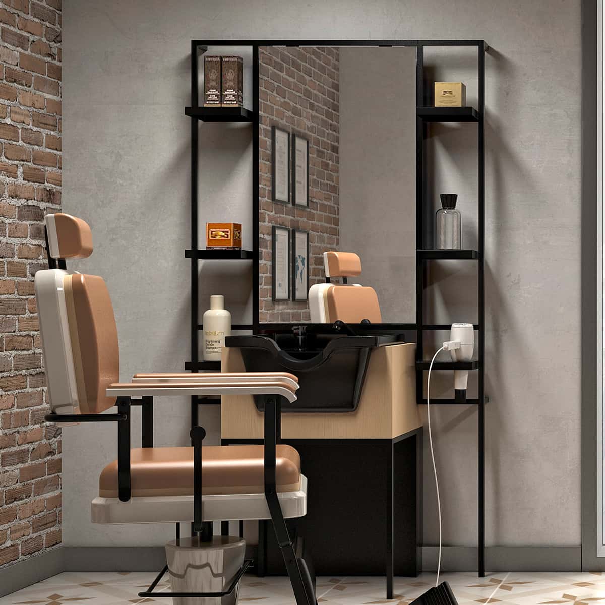 Coiffeuse PUR Noire Eclairage LED - Image 2
