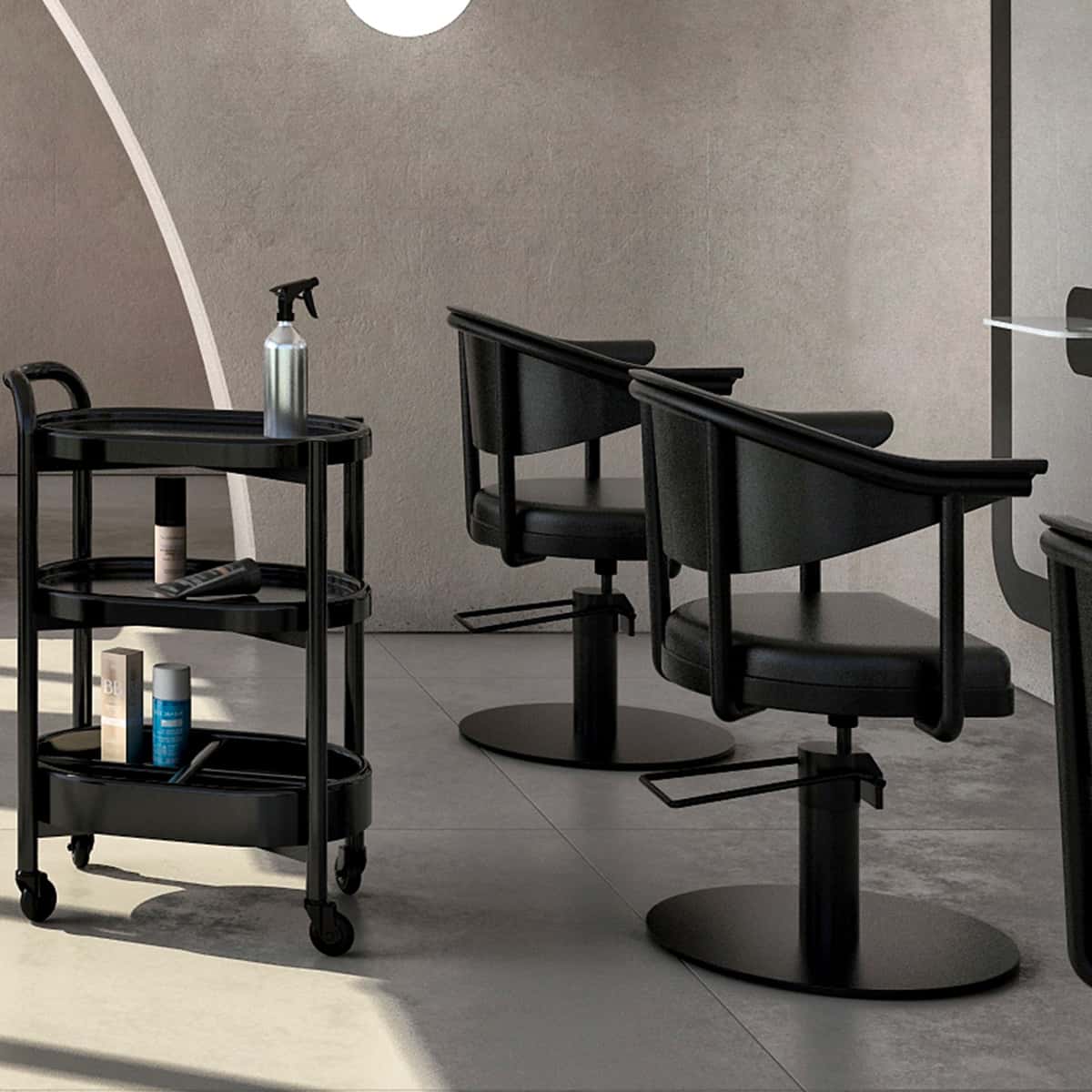 Fauteuil de Coiffure LYRA Noir Base Ronde Noire - Image 2