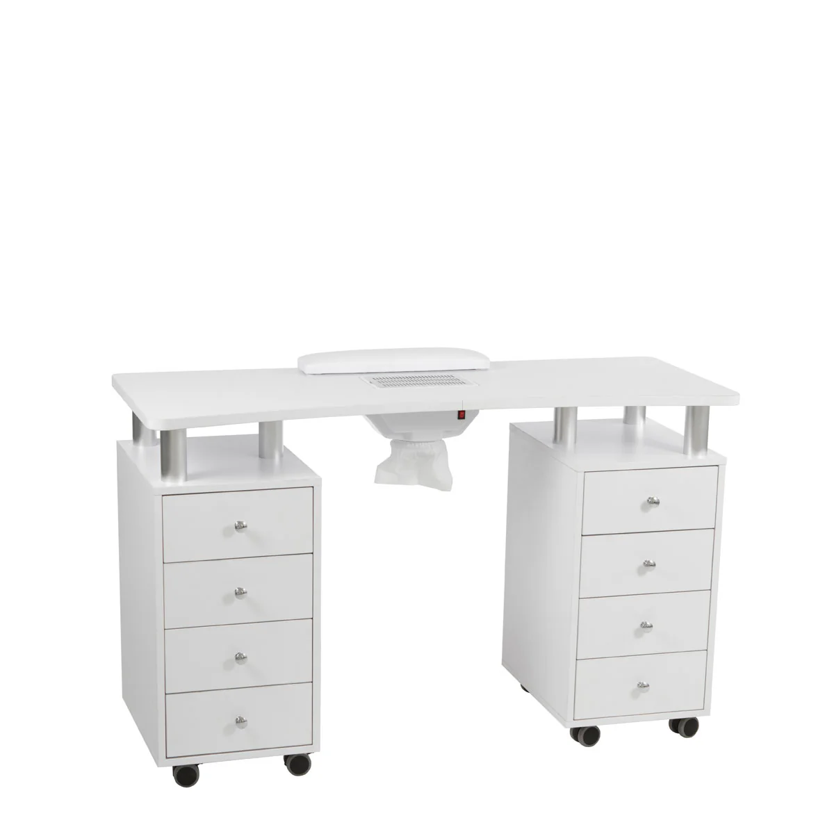 Table Manucure DISTAL 2 caissons Bois Blanc - Image 2